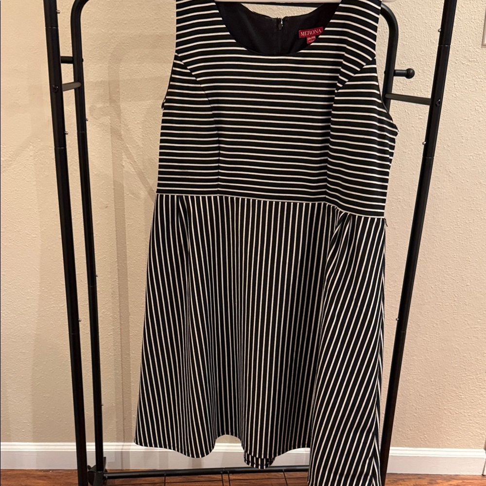 Merona Black and White Striped Midi Dress